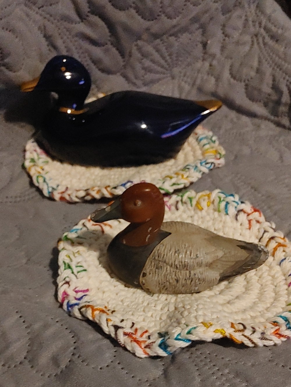 ✅$12 Add On Decorative Duck Figurines Pair Blue and Brown